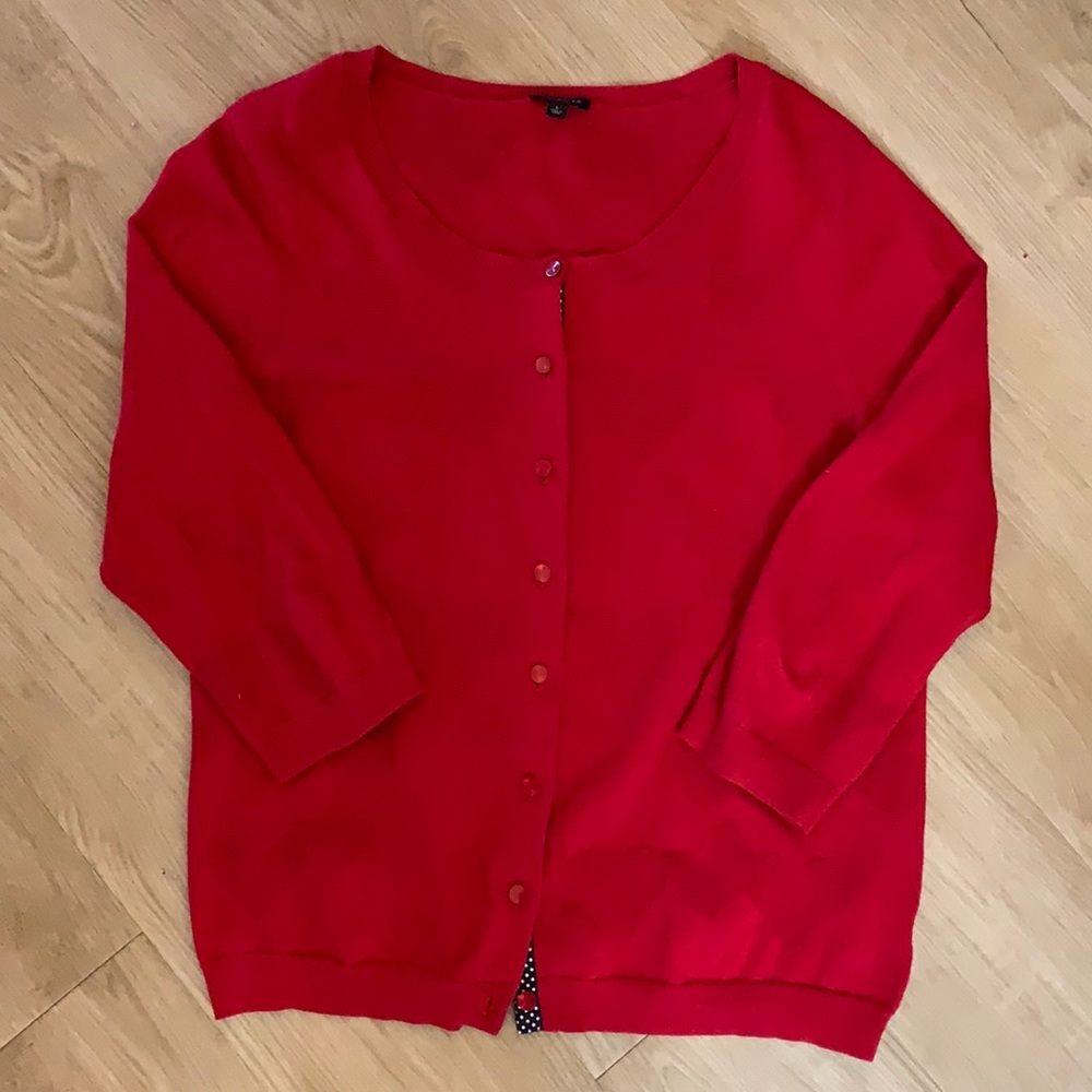 Talbots Red Cardigan with Embossed Hearts